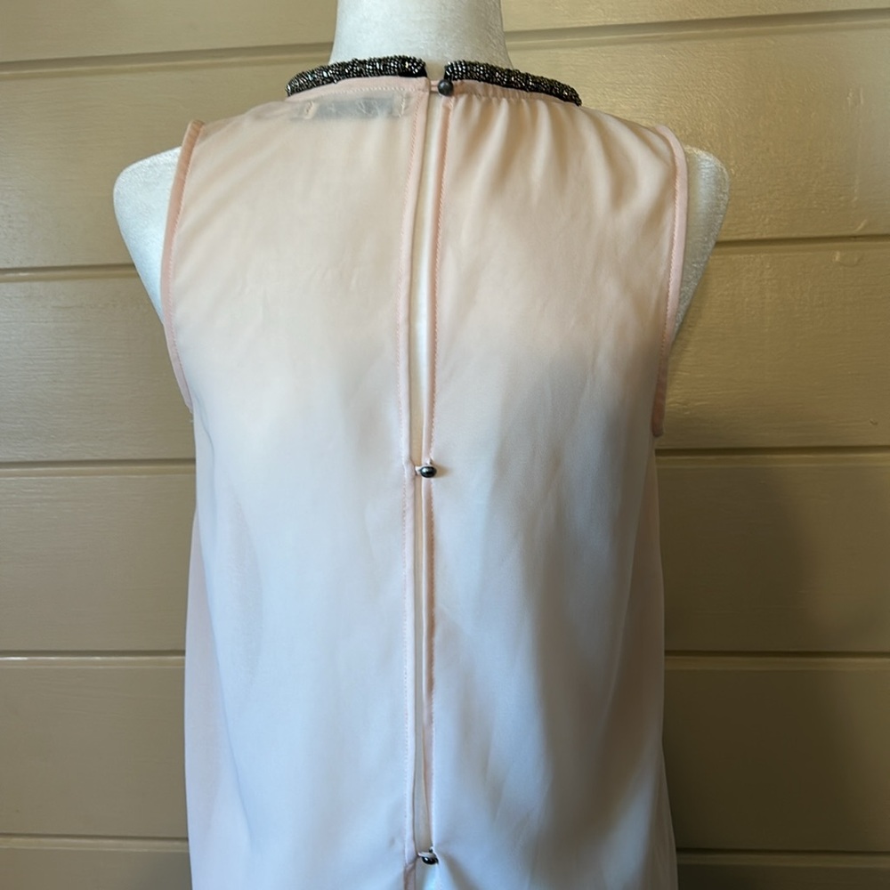 Chloe K Beaded Sleeveless Blouse – Light Peach – Size Small - Picture 4 of 6